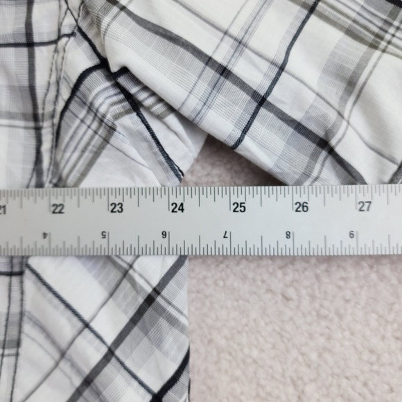 BKE Athletic Fit Short Sleeve Plaid Button Up Shirt White Black Mens 2XL - Picture 6 of 8